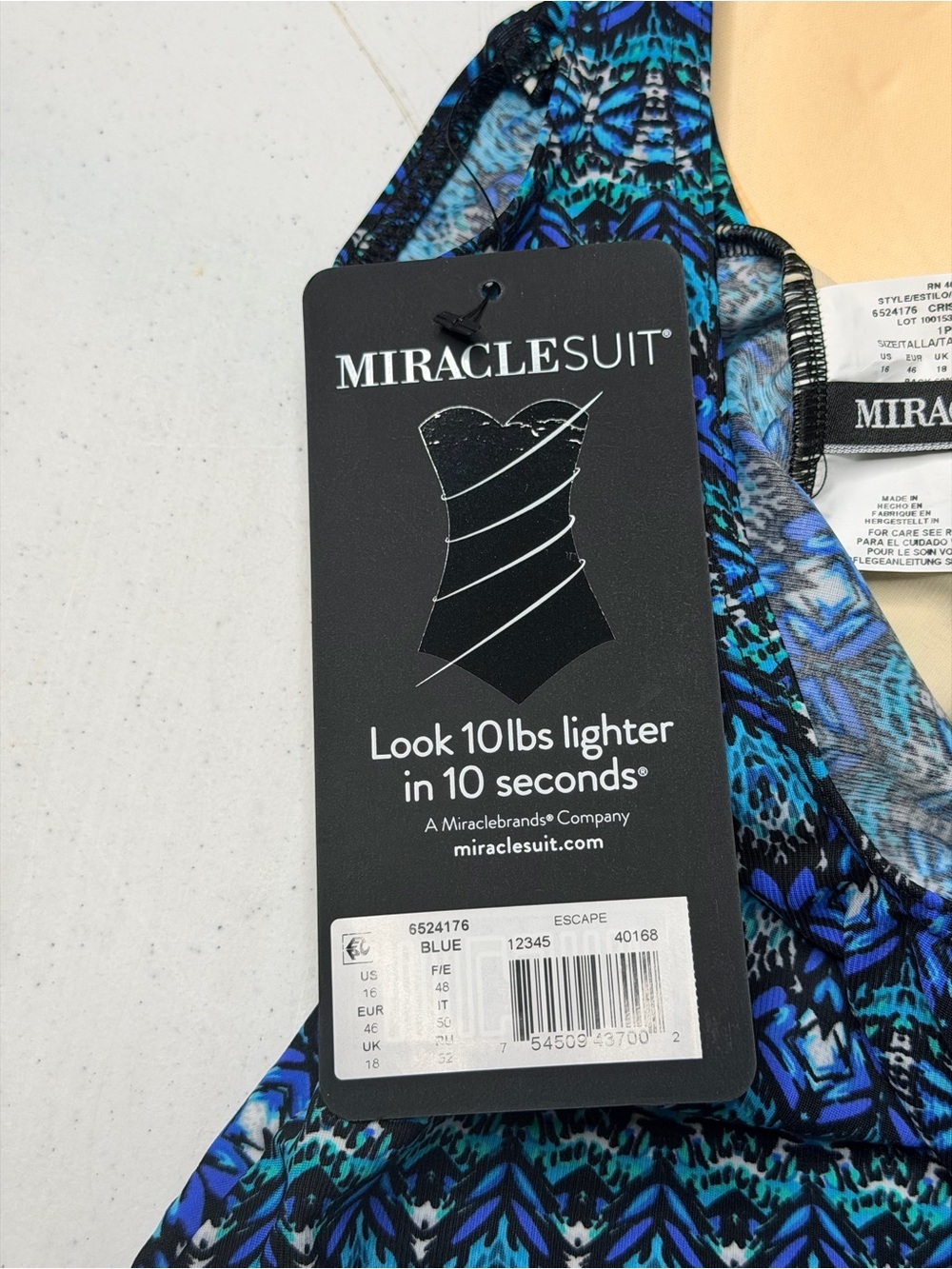 NWT Miraclesuit Mosaica Criss Cross Escape Swimsuit Size 16 - Picture 12 of 13